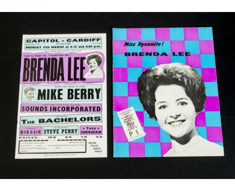 Brenda Lee: original programme, flyer and ticket stub for her performance at The Capitol Theatre, Cardiff Monday March 11th 1