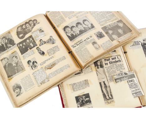 The Beatles: two fans self compiled scrapbook containing UK and US newspaper cuttings from the 1960s also included and origin