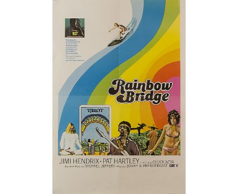 Jimi Hendrix: Original poster for the 1972 film ' Rainbow Bridge' - folded with small nick to top edge approx 20.5"x 29.5"