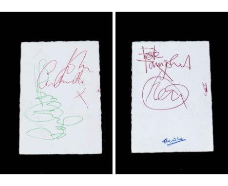 The Who / Autographs: Vintage album page signed Pete Townshend and Keith Moon to one side Roger Daultrey and John Etwistle to