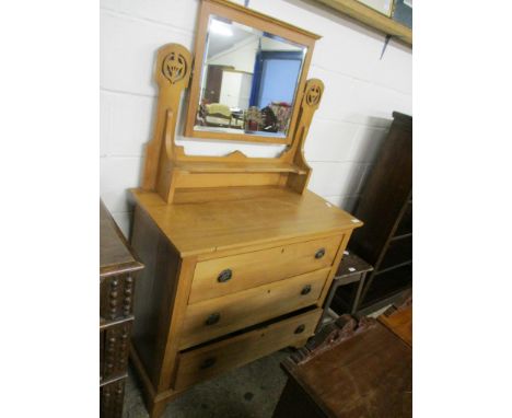 LIGHT WOOD THREE DRAWER DRESSING TABLE, 91.5CM WIDE