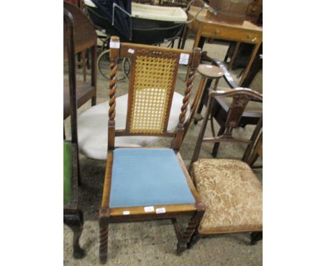 LIGHT OAK CANE BACKED DINING CHAIR