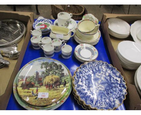 QUANTITY OF CHINA INCLUDING WEDGWOOD PLATES PRODUCED FOR THE DANBURY MINT, HAYMAKING ETC, BLUE AND WHITE FLUTED PLATES BY COP