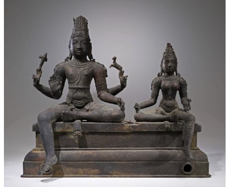 BronzeIndia , 19th centuryDimensions: Height 40 cm Wide 44 cm Depth 22 cmWeight: 25 KgBronze with Shiva and his consort Parva