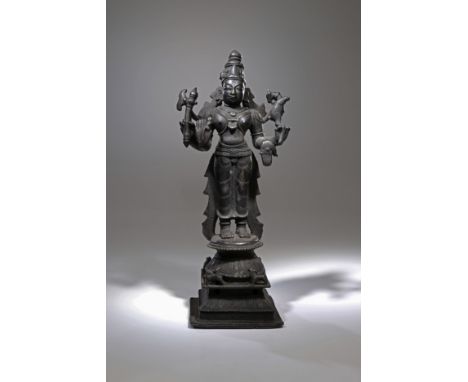 BronzeIndia , 19th centuryDimensions: Height 33 cm Wide 14 cm Depth 10 cmWeight: 3580 gramsBronze statue of Shiva standing on