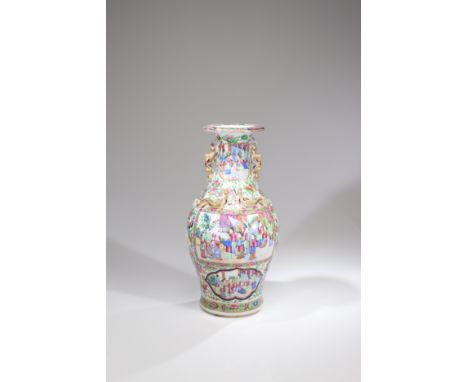 PorcelainChinaDimensions: Height 45 cm Wide 22 cm Depth 22 cmWeight: 3176 gramsA baluster-shaped vase with two handles in sha