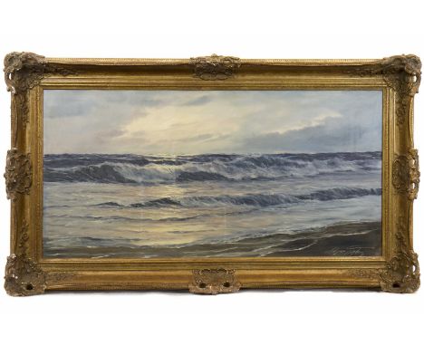 * EDGAR FREYBERG (GERMAN b 1927), SEASCAPE oil on canvas, signed 40.5cm x 81cm Framed Framer label verso: Peter's Picture Fra