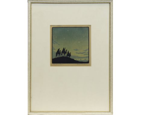 * JOHN HALL THORPE (BRITISH 1874 - 1947),THE WISE MENcolour woodblock print, signed and titled in pencil15cm x 15cmMounted, f