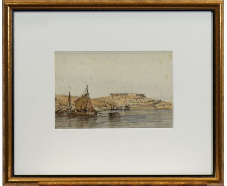 BEN HALLEWELL (BRITISH 1822-1869),BALAKLAVA HARBOUR 1856pencil and watercolour14cm x 22cmMounted and framed.Note: Colonel Ben