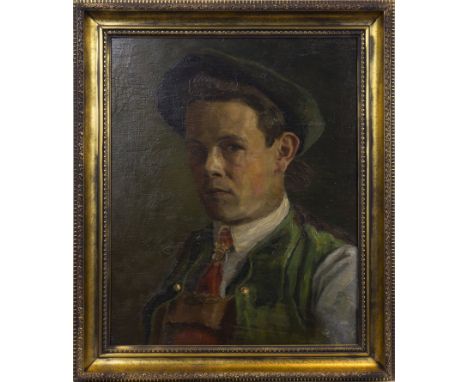* ARMIN FELIX COMMICHAU (POLISH 1889 - 1961),PORTRAIT OF A YOUNG MAN SMOKING A PIPEoil on panel, signed upper right and dated