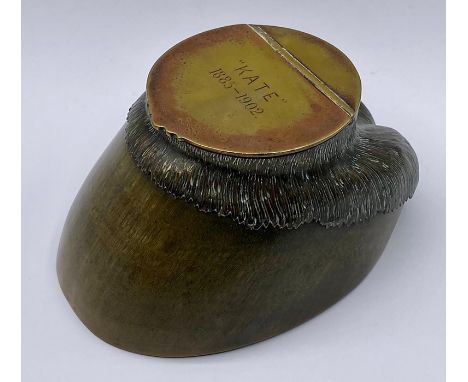 A Horses Hoof snuff box with brass mount (Engraved Kate 1885 -1902)