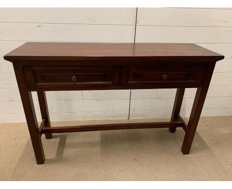A mahogany console table with two drawers (H77cm W115cm D35cm)