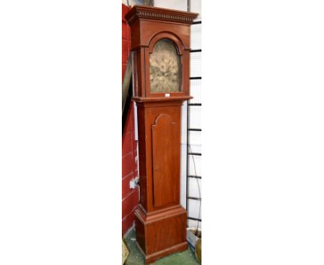 A longcase clock, the 30 cm arched square silvered dial signed Rd Behanna, Penryn, with a subsidiary seconds dial and calenda