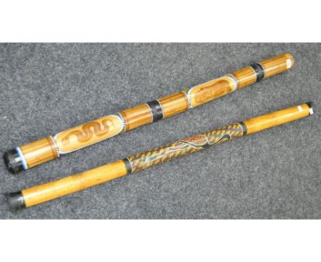 Native art - a didgeridoo; a rain stick (2)