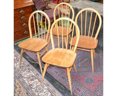 Four Ercol spindleback dining chairs