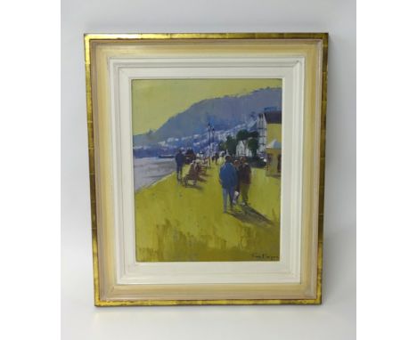Tina Morgan (born Devon, 1952) oil on canvas, signed, 'The Embankment, Dartmouth', 50cm x 40cm.