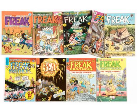 Fabulous Furry Freak Bros (1972-) 1 (4th print) [vg+], 2 (3rd print) [vg]. With UK issues 3-9 (1976-85), No 7 with splash pag