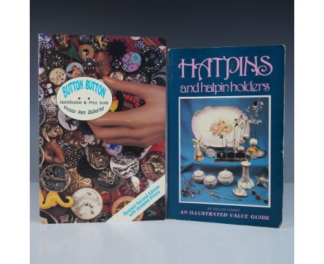 A lot of two collector-focused reference books. The first book, 'Hatpins and Hatpin Holders: An Illustrated Value Guide' by L