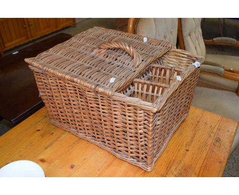 A wicker picnic hamper