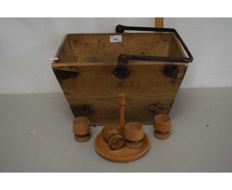 Vintage pine and metal handled trug
