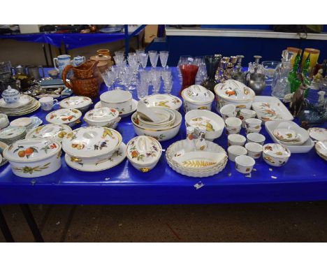 Large quantity of Royal Worcester Evesham pattern table wares to include a range of serving dishes and kitchen items