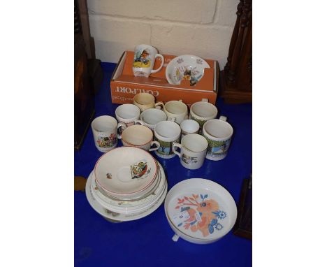 A collection of children's china to include Coalport boxed Basil Brush mug and bowl, Wedgwood Bunnikins and various nursery r