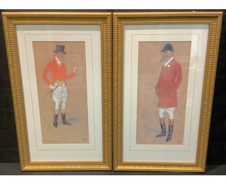 English School, early 20th century, hunting prints, The Sportsman and The Spooney, coloured prints (2) 