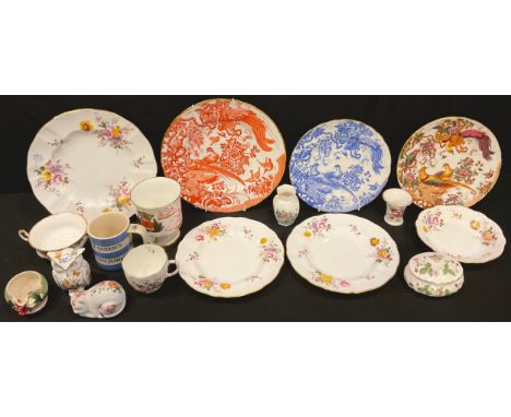 A Royal Crown Derby Red Aves plate; others, Posie pattern etc; a Coalport commemorative Bibby Line vase; an Aynsley Owl trink