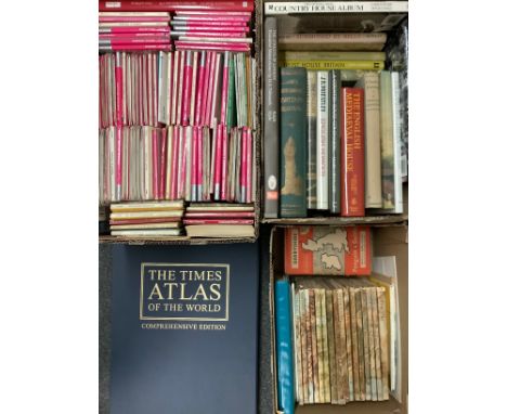 Books &amp; Maps, British Cartography and Topography - three boxes, comprising Ordnance Survey maps, English country houses a