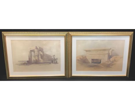 David Roberts R.A., after, a pair, Thebes, near Luxor and Ancient Lands, coloured prints (2) 