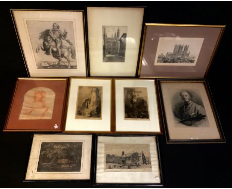 Pictures and Prints - 17th century and later engravings and etchings, including portrait, named-views of King's College, Camb