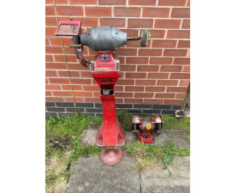 Tools - a Wolf bench 8" grinder and polisher; a smaller Wolf grinder (2)***Please note that this lot is held offsite and coll