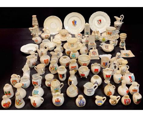 Crested China - assorted including WH Goss cup and saucer with Leicester crest, Arcadian, Willow, Grafton, Carlton, Florentin