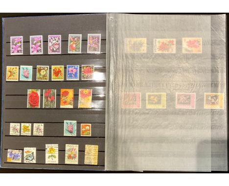 Stamps - Flower thematic stamp album, the majority of material is 1980's - 2000's including h/v UMM, many full sets, M/S, etc