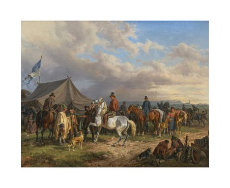 Johann Adam Klein1792 Nürnberg - 1875 MünchenPferdemarkt im OberlandBlick auf die Zugspitze, rechts ein Dorf (Ohlstadt?). R. 