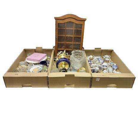 Twenty seven Porcelain Art miniature teapots, with wooden display together with a collection of other ceramics and glassware 