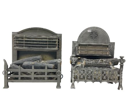 Two classical steel electric fires, pierced grate with faux logsDimensions: Height: 63cm  Length/Width: 52cm 