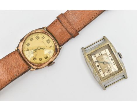TWO GENTS WATCHES, the first a gold plated, manual wind 'Medana' wristwatch, round Arabic numeral dial signed, with subsidiar