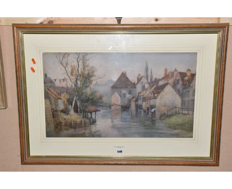 ATTRIBUTED TO ARTHUR REGINALD SMITH (BRITISH 1872-1934) Riverside Houses, Bonoughbridge, N. Yorkshire, watercolour, initialle