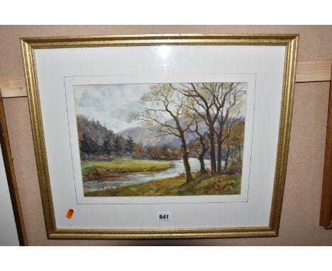 ALBERT GEORGE STEVENS (Staithes Group 1863-1925) River landscape, watercolour, signed and dated 1910 lower left, 24cm x 34.5c