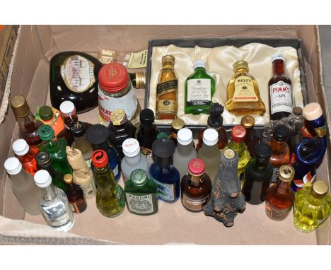 ALCOHOL, Three Boxes containing 35 bottles of Wine, Whisky, Brandy, Rum, Liqueurs and other Spirits and over 50 alcohol 'mini