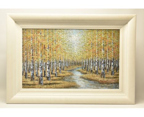 INAM (PAKISTAN CONTEMPORARY) 'WOODLAND QUEST', a signed limited edition print on board, depicting a stream running between si