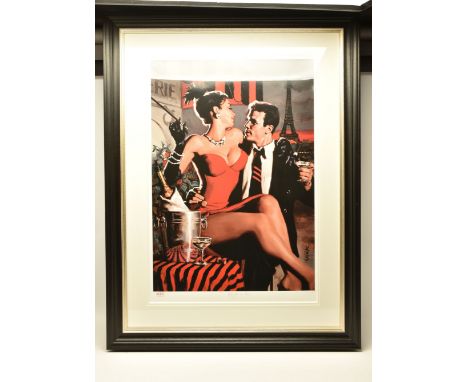 GLEN ORBIK (AMERICAN 1963 -2015) 'MIDNIGHT IN PARIS', a proof edition print of a couple drinking champagne, 12/15 without cer