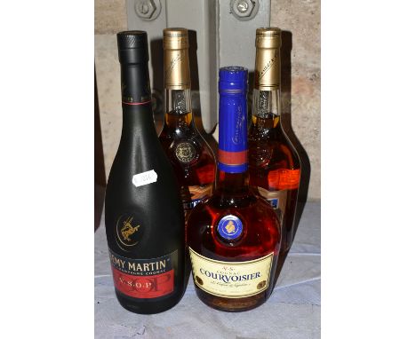 COGNAC, Four Bottles comprising 2 x MARTELL *V*S* Fine Cognac, 40%vol. 70cl, fill levels low neck, 1 x COURVOISIER *V*S* Le C