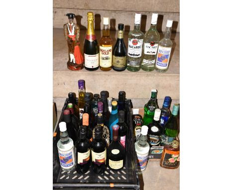 ALCOHOL, Two Boxes of assorted Alcohol containing 33 bottles of Wine, Whisky, Brandy, Rum, Liqueurs and other Spirit to inclu