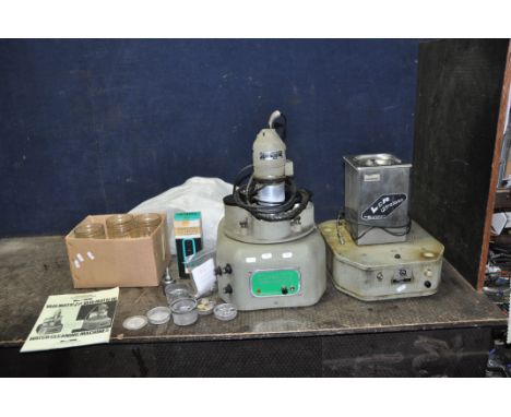 A VINTAGE L&amp;R VARI-MATIC 3 WATCH CLEANING MACHINE, manual and various wire baskets with a Model 204 Ultrasonic base unit 