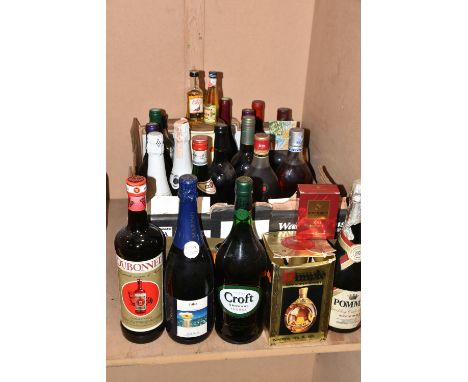 ALCOHOL.One Box containing a collection of Wine, Champagne, Whisky,Cognac and Spirit, twenty-one bottles and seven miniatures