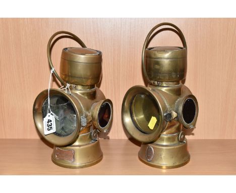 A BRASS  LUCAS KING OF THE ROAD BACKLIGHT CAR LAMP, No.634, lozenge shape plaque to front with Lucas logo and stamped 634, pl