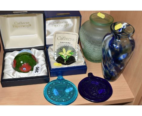 TWO BOXED CAITHNESS GLASS PAPERWEIGHTS, comprising a limited edition 'Poppies' 48/750 (small scratch on top) and 'Flower in T