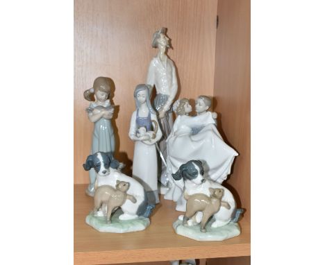 A GROUP OF LLADRO AND NAO FIGURES, comprising Lladro: Don Quixote Standing, model no 4854, sculptor Salvador Furio, issued in